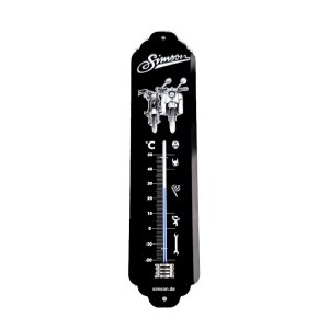 Thermometer, schwarz/wei&szlig;, 6,5x28 cm, Motiv: SIMSON